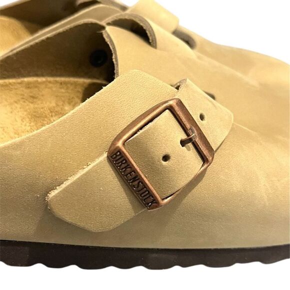 Birkenstock Boston Unisex Clogs Beige Suede Leather L8/M6 Boho Hippie Summer - Picture 8 of 15
